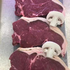 raw steaks with mushrooms